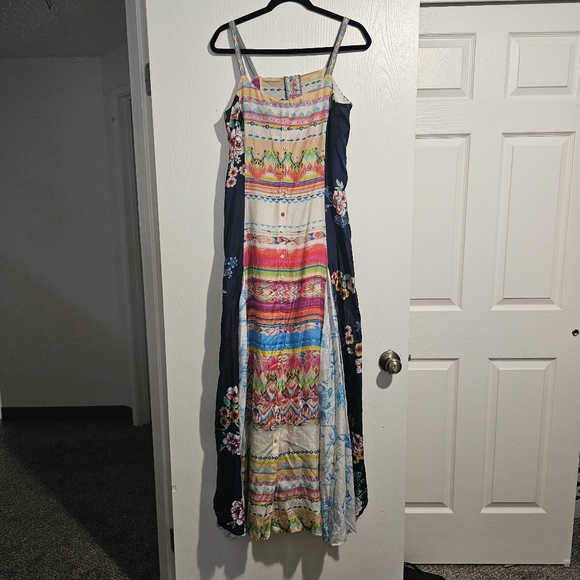 Johnny Was Silk Boho Maxi Dress Buttondown Sleeveless Multi Print Rare Medium - Picture 17 of 17
